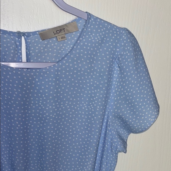 LOFT Blue and White Ruffled Mini Sundress - Picture 8 of 8